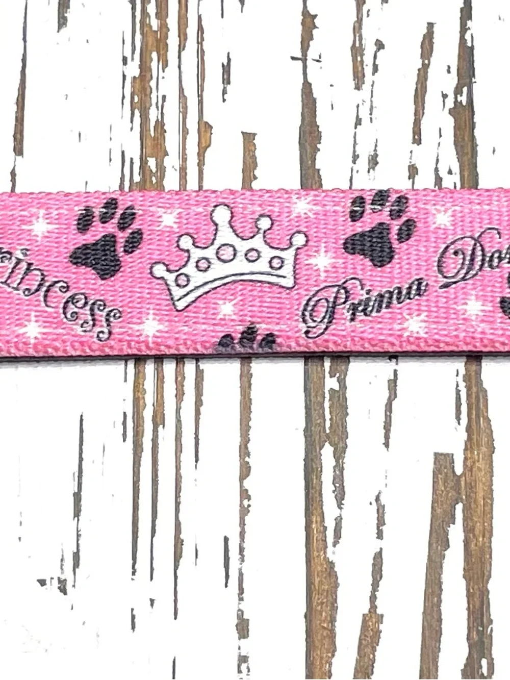 Prima Donna Pink Paw Print Pet Collar and black and with Metal Buckle 28 inche